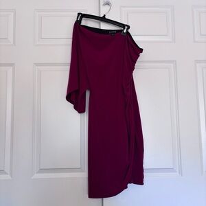 Enfocus Studio One Shoulder Dress in Burgundy